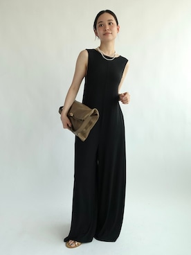 「Noble（ノーブル）の《NOBLE別注》determ/デターム Collagen V-Back jumpsuit（つなぎ/オールインワン）」を使った、ayanoさん（レディース・160cm）の夏コーディネート