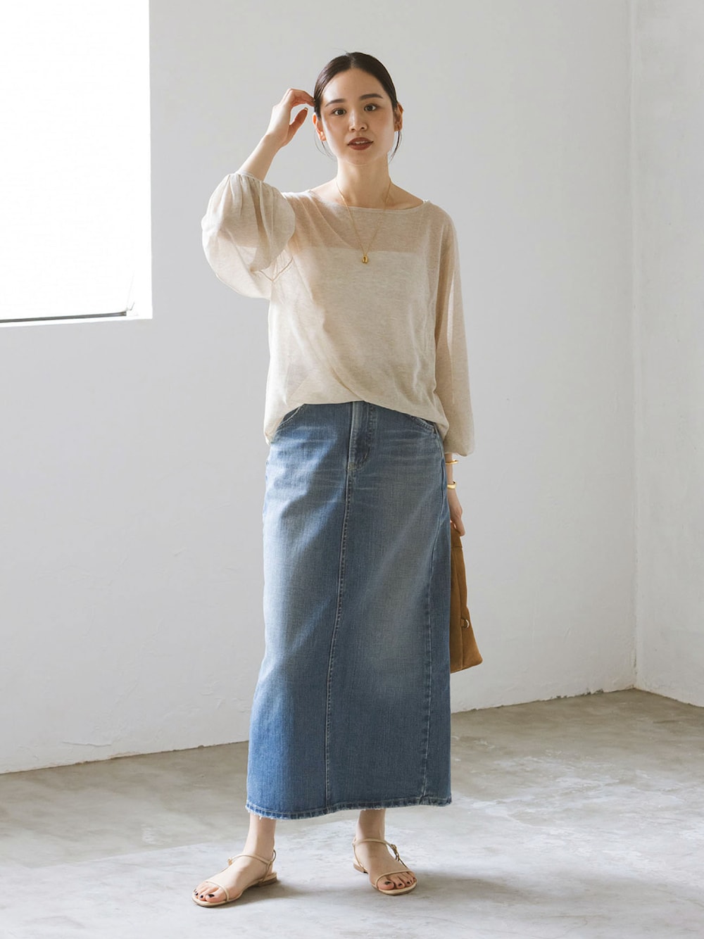 Noble（ノーブル）の「グロッシーシアーパフスリーブプルオーバー  