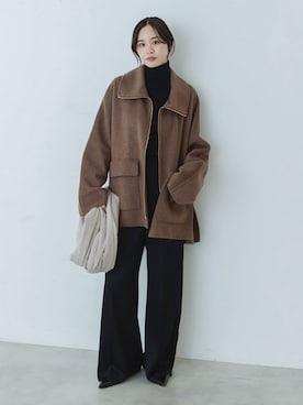 「サテンパンツ」｜「アイテム（その他アウター）」を使った、ayanoさん（レディース・160cm）の秋コーディネート