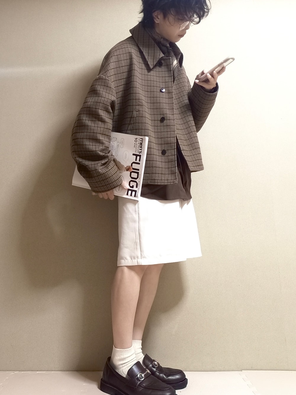 「秋服まるっと大公開、ブラウン、ジャケット、レイヤードスタイル、秋服、秋服準備はじめました、初秋コーデ、休日コーデ、キレイめ、オトナカジュアル、お洒落さんとつながりたい、メンズファッション、低身長コーデ、淡色コーデ」｜「LIDNMのアイテム（ジャケット/アウター、ブラウン系）」を使った、ᴴᴵᴮᴵᴷᴵさん（メンズ・170cm）の秋コーディネートの1枚目の写真