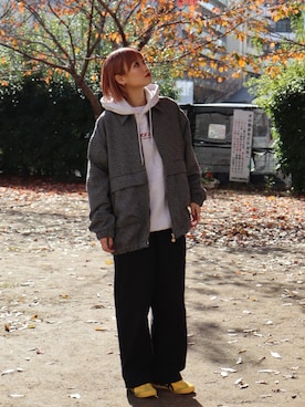 「チェック柄」｜「アイテム（その他アウター）」を使った、Moeさん（レディース・161cm）の冬コーディネート