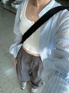 「アイテム（チノパンツ）」を使った、好好吃さん（レディース・160cm・20代）の夏コーディネート