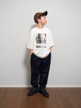 「アイテム（帽子）」を使った、HACHIさん（キッズ・133cm）の夏コーディネート
