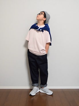 「アイテム（帽子）」を使った、HACHIさん（キッズ・133cm）の夏コーディネート