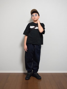 「アイテム（キャップ、ベージュ系）」を使った、HACHIさん（キッズ・133cm）の夏コーディネート