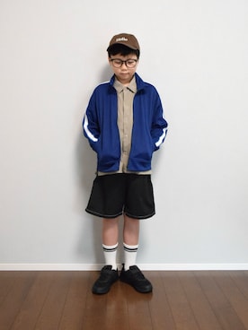 「アイテム（キャップ）」を使った、HACHIさん（キッズ・133cm）の夏コーディネート