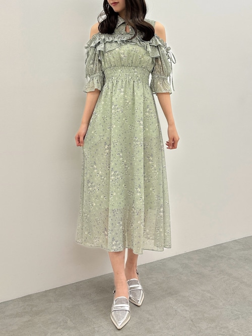 セール】2WAYショルダーフラワーラッフルワンピース（ワンピース