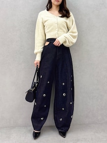 「ダズリンページ」 ダブルハイウエストワイドデニムパンツ｜ダズリン（dazzlin