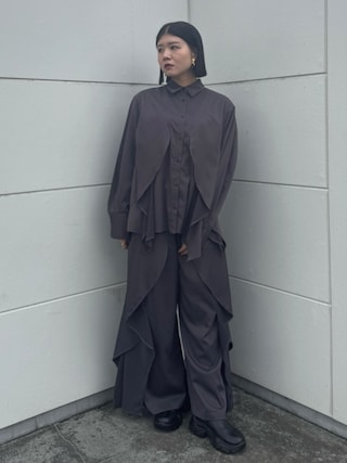 【大人気完売】UN3D. WAVE RAFFLE SHIRT グレー　38 WAVE RAFFLE SHIRT【セットアップ着用可能】 | UN3D
