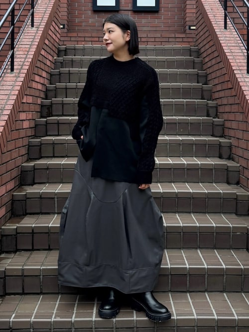 専用　Fake leather wrap SKコクーンスリーブロンT　おまとめ セール】FAKE LEATHER COCOON SK / フェイクレザーコクーンスカート