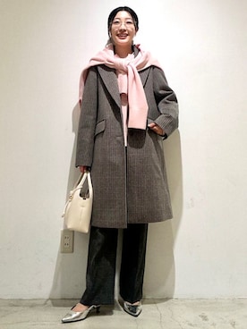 「アイテム（チェスターコート）」を使った、土倉さん（レディース・154cm）の冬コーディネート