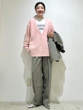 「カシミヤ」｜土倉さん（レディース・154cm）の秋コーディネート