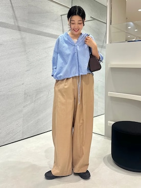 「＆MyuQ（アンドミューク）のアイテム」を使った、土倉さん（レディース・154cm）の夏コーディネート