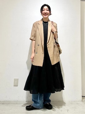 「A VACATION（アヴァケーション）のアイテム」を使った、土倉さん（レディース・154cm）の春コーディネート