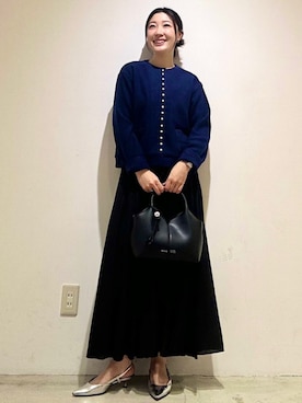 「SHIPS（シップス）のアイテム（スカート）」を使った、土倉さん（レディース・154cm）の秋コーディネート