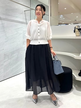 「SHIPS（シップス）のアイテム（ピアス（両耳用））」を使った、土倉さん（レディース・154cm）の夏コーディネート