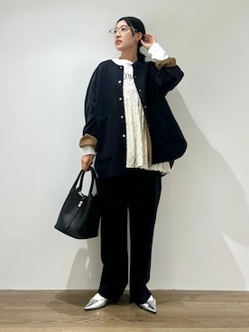 「SHIPS（シップス）のアイテム（その他パンツ）」を使った、土倉さん（レディース・154cm）の秋コーディネート