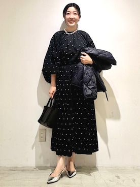 「SHIPS（シップス）のアイテム（ダウンジャケット/コート）」を使った、土倉さん（レディース・154cm）の冬コーディネート