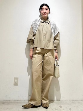 「BINDU（ビンドゥー）のアイテム」を使った、土倉さん（レディース・154cm）の春コーディネート