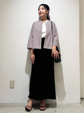 「マーメイドスカート」｜「アイテム（シャツ/ブラウス）」を使った、土倉さん（レディース・154cm）の秋コーディネート