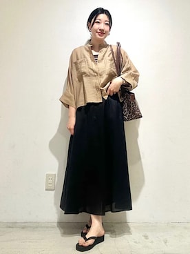 「A VACATION（アヴァケーション）のアイテム」を使った、土倉さん（レディース・154cm）の春コーディネート