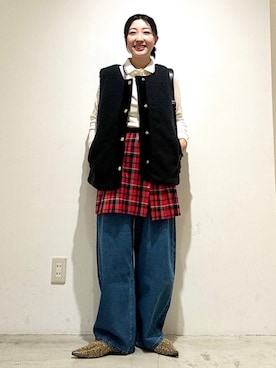 「ラップスカート」｜土倉さん（レディース・154cm）の秋コーディネート