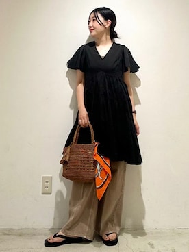 「upperhights（アッパーハイツ）のアイテム（パンツ）」を使った、土倉さん（レディース・154cm）の春コーディネート