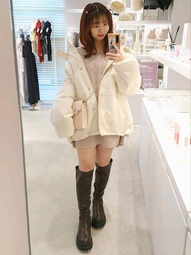 「nice claup」｜「アイテム（ダウンジャケット/コート）」を使った、ばらさん（レディース・152cm）の冬コーディネート