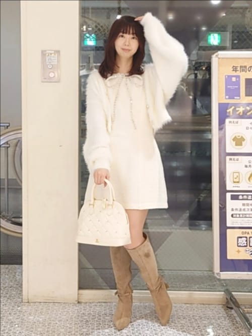 セール】【Twinkle collection】ビジューリボンミニワンピース