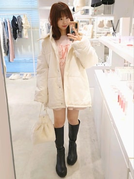 「nice claup」｜「アイテム（ダウンジャケット/コート）」を使った、ばらさん（レディース・152cm）の冬コーディネート