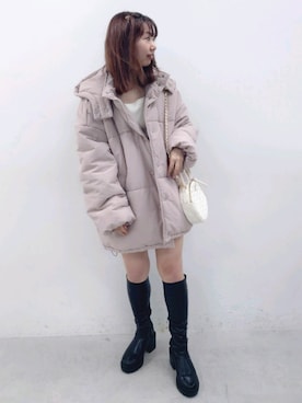 「アイテム（ダウンジャケット/コート、ピンク系）」を使った、ばらさん（レディース・152cm）の秋コーディネート