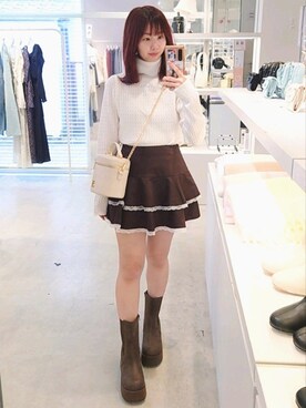 「152cm」｜「アイテム（ブーツ）」を使った、ばらさん（レディース・152cm）の秋コーディネート