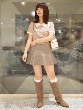 「one after another NICE CLAUP（ワンアフターアナザーナイスクラップ）のアイテム（ニット/セーター）」を使った、ばらさん（レディース・152cm）の夏コーディネート