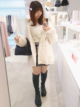「nice claup」｜「アイテム（ダウンジャケット/コート）」を使った、ばらさん（レディース・152cm）の冬コーディネート