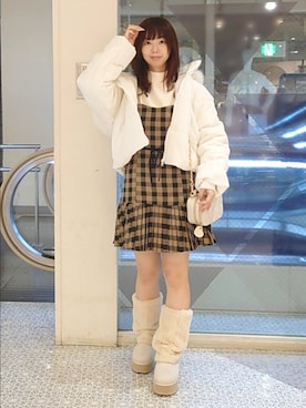 「アイテム（ダウンジャケット/コート）」を使った、ばらさん（レディース・152cm）の秋コーディネート