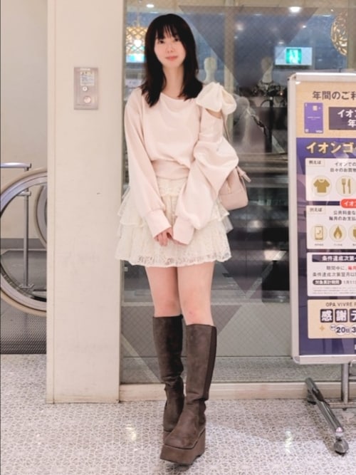 肩リボンワンショルトップス（Tシャツ/カットソー）｜one after