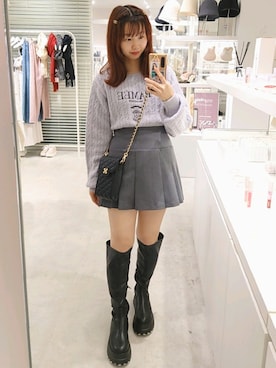 「ロゴニット」｜ばらさん（レディース・152cm）の秋コーディネート