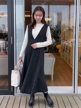 「Lee（リー）のアイテム（トートバッグ）」を使った、NATSUMIさん（レディース・165cm）の秋コーディネート
