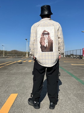 「WHITELAND（ホワイトランド）のアイテム（帽子）」を使った、AMANOさん（メンズ・175cm）の春コーディネート