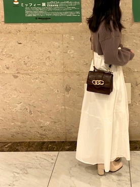 「SNIDEL（スナイデル）のショートニットレイヤードワンピース（ワンピース、ホワイト系）」を使った、miruさん（レディース・152cm）の冬コーディネート