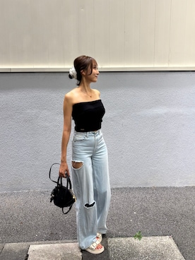 「アイテム（チューブトップ）」を使った、Airiさん（レディース・164cm）の夏コーディネート