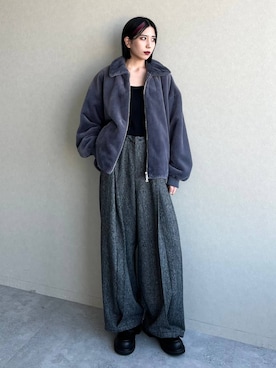 「HARE（ハレ）のビルディングソールフュージョンローファー(HARE)（ローファー）」を使った、しおりさん（レディース・173cm）の秋コーディネート