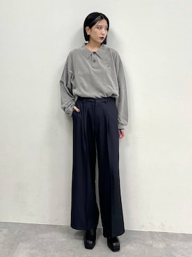 「アイテム（ポロシャツ）」を使った、しおりさん（レディース・173cm）の秋コーディネート