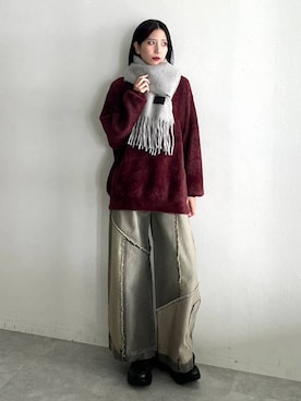 「HARE（ハレ）のアイテム（マフラー）」を使った、しおりさん（レディース・173cm）の秋コーディネート