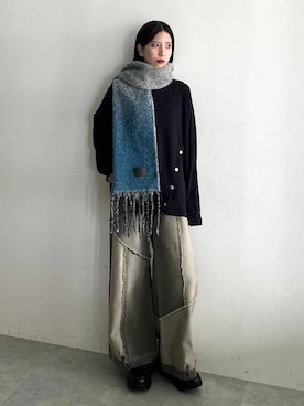 「HARE（ハレ）のアイテム（マフラー）」を使った、しおりさん（レディース・173cm）の秋コーディネート