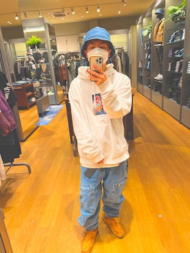「アイテム（モカシン/デッキシューズ、ブラウン系）」を使った、yngslaveさん（メンズ・165cm）の冬コーディネート