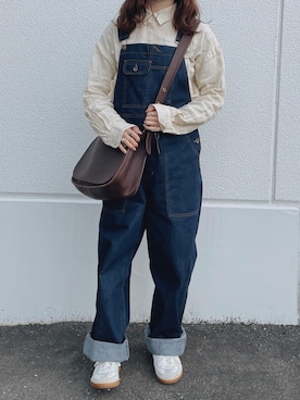 「ジャーマントレーナー」｜「アイテム（サロペット/オーバーオール）」を使った、sakiさん（レディース・147cm）の春コーディネート