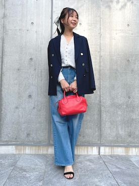 「INED CLARO（イネドクラロ）のアイテム（テーラードジャケット）」を使った、emiさん（レディース・156cm）の夏コーディネート