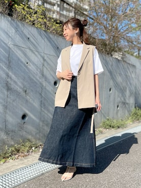 「INED CLARO（イネドクラロ）のアイテム（テーラードジャケット）」を使った、emiさん（レディース・156cm）の春コーディネート