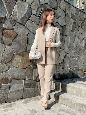 「INED CLARO（イネドクラロ）のアイテム（テーラードジャケット）」を使った、emiさん（レディース・156cm）の春コーディネート